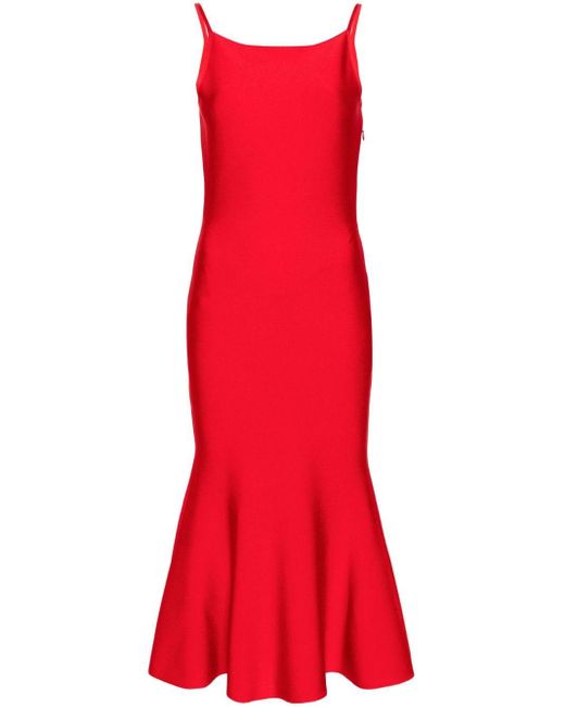 Alexander McQueen Midi-jurk Met Vierkante Hals in het Red