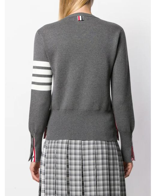 Thom Browne Gray 4-Bar Crew-Neck Jumper