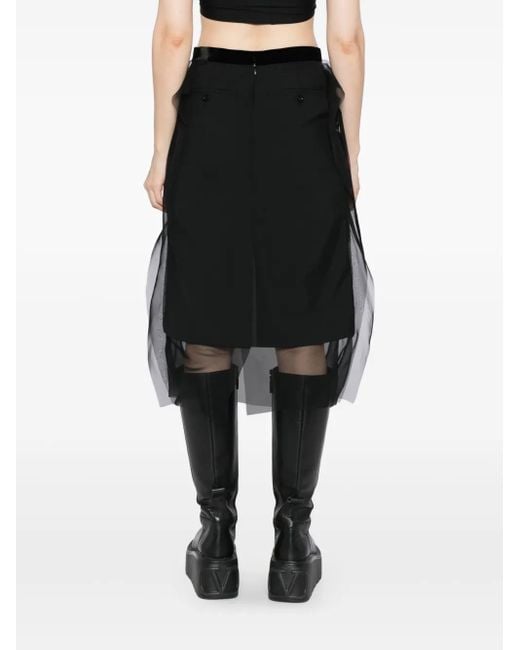 Gonna Con Paillettes di Sacai in Black