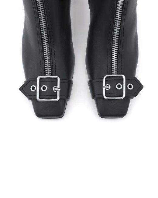 Courreges Black Gogo Leather Ankle Boots