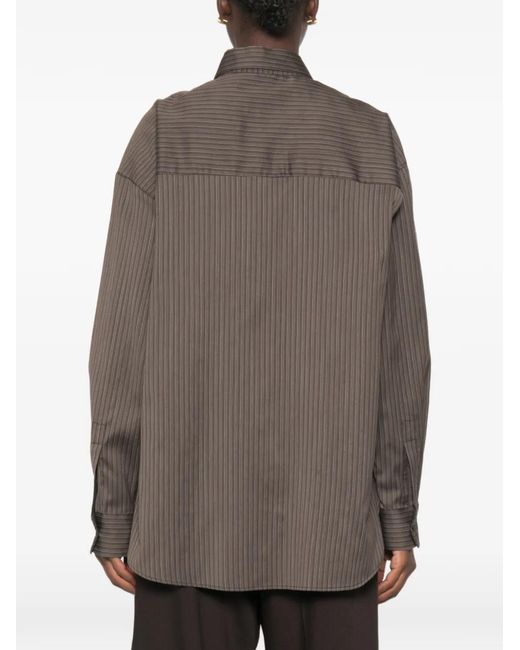 Alysi Brown Striped Long-Sleeve Shirt