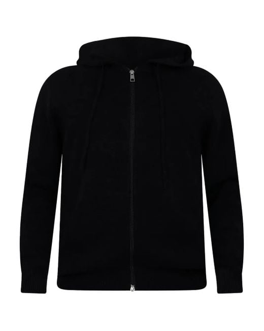 Felpa Con Cappuccio E Zip di Low Brand in Black da Uomo