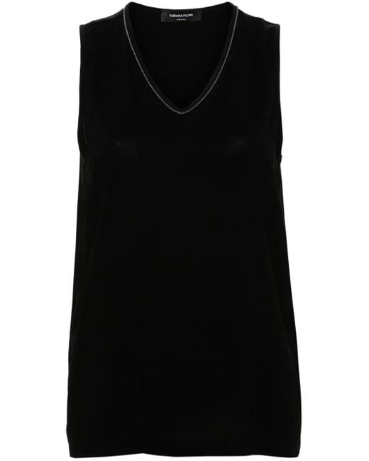 Fabiana Filippi Black V-Neck Top
