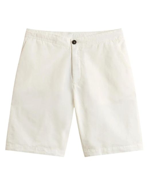 Woolrich White Linen Shorts for men