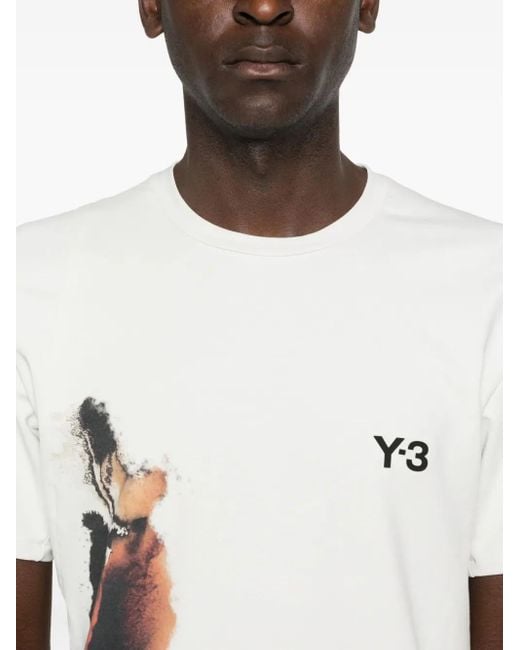 Y-3 T-Shirt mit abstraktem Print in White für Herren