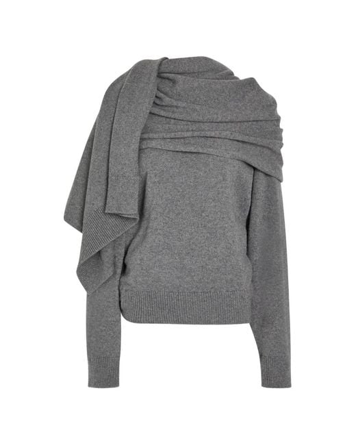 ARMARIUM Gray Alida Scarf-Effect Draped Sweater