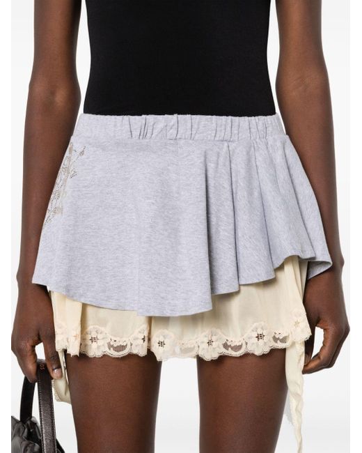 all in White Lace-trim Mini Skirt