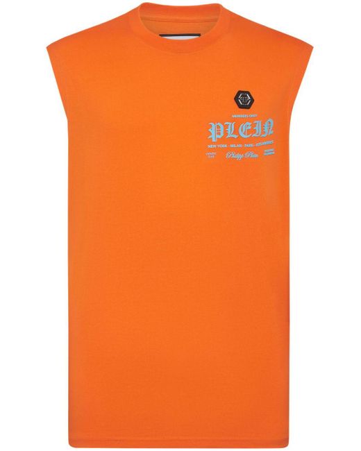 Philipp Plein Trägershirt mit Logo-Print in Orange für Herren