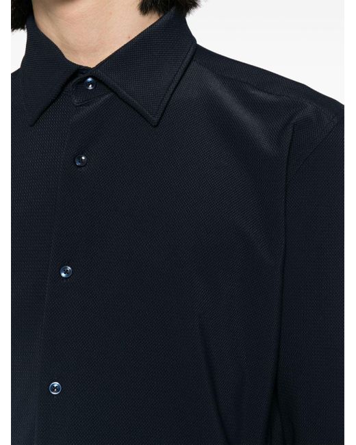 Boss Blue Spread-collar Button-down Shirt for men