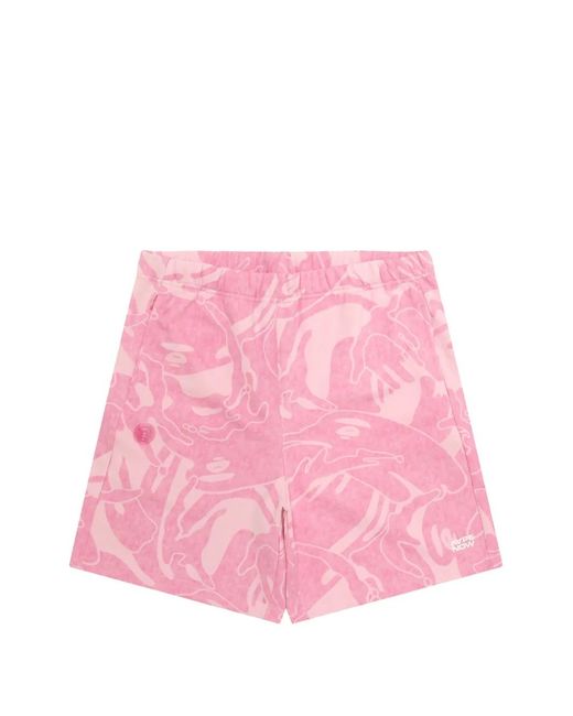Aape By A Bathing Ape Pink Logo Print Shorts for men