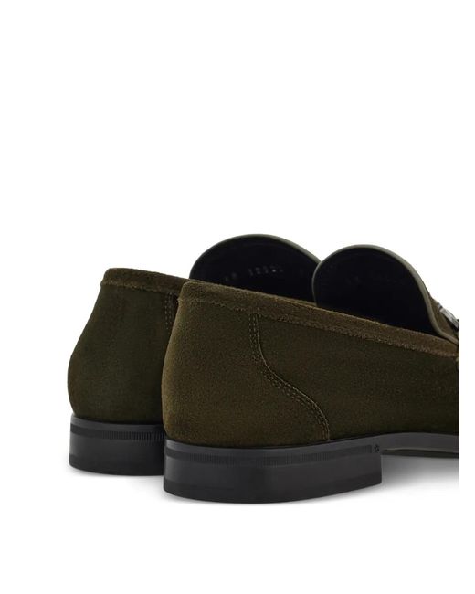 Ferragamo Black Gancini Ornament Moccasins for men