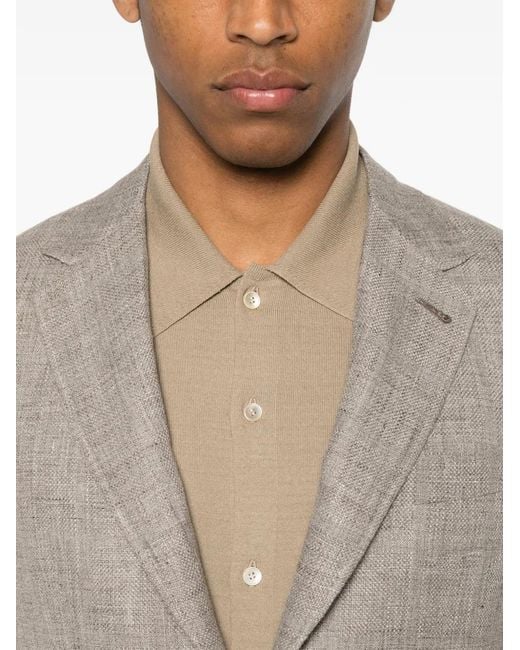 Canali Gray Notched-Lapel Single-Breasted Blazer for men