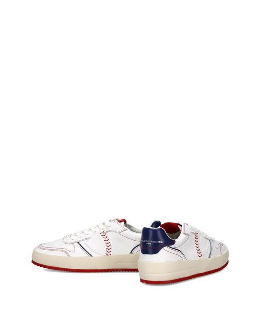 Philippe Model White Nice Baseball-Stitch Platform Sneakers for men