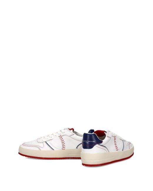 Philippe Model White Nice Baseball-Stitch Platform Sneakers for men
