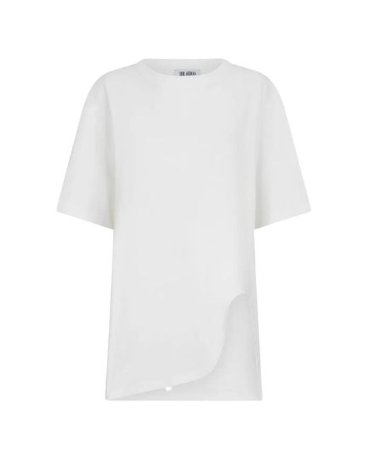 The Attico White Shaped-Split Cotton T-Shirt