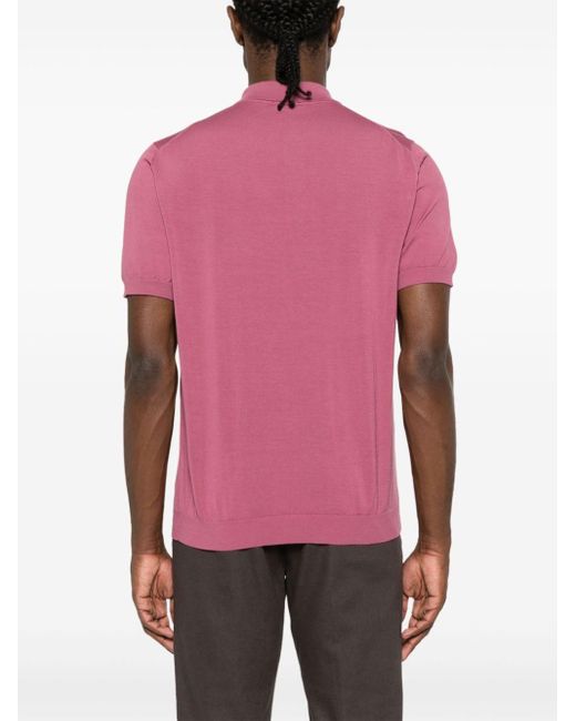 Drumohr Pink Knitted Polo Shirt for men