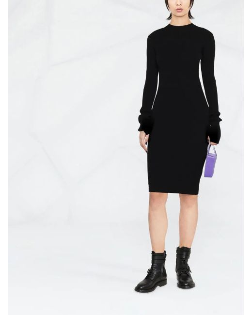 Philipp Plein Black Lace-Up Detailed Midi Dress