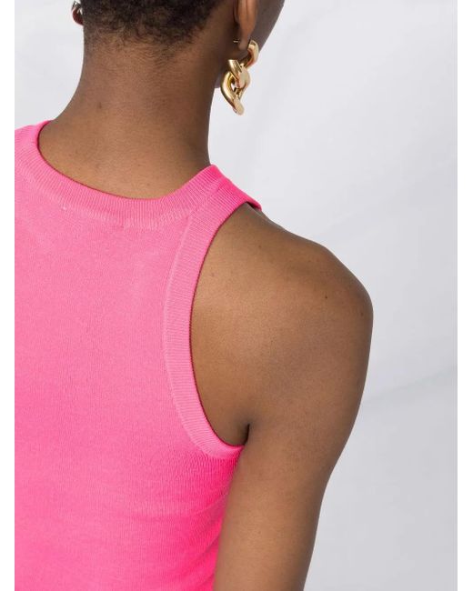 MSGM Pink Ribbed-Knit Sleeveless Top