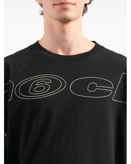 MM6 by Maison Margiela Black Long Sleeve Graphic T-Shirt for men