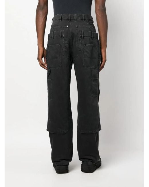 032c Black Double Shift Cotton Utility Trousers for men