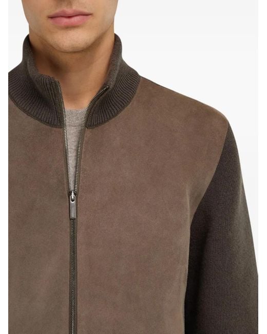 Ferragamo Brown Zip-Up Bomber Jacket for men