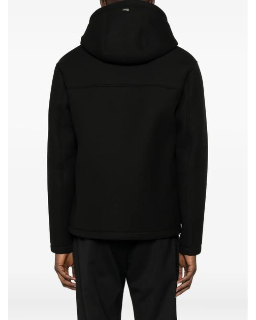 Herno Black Hooded Zip-Front Jacket for men
