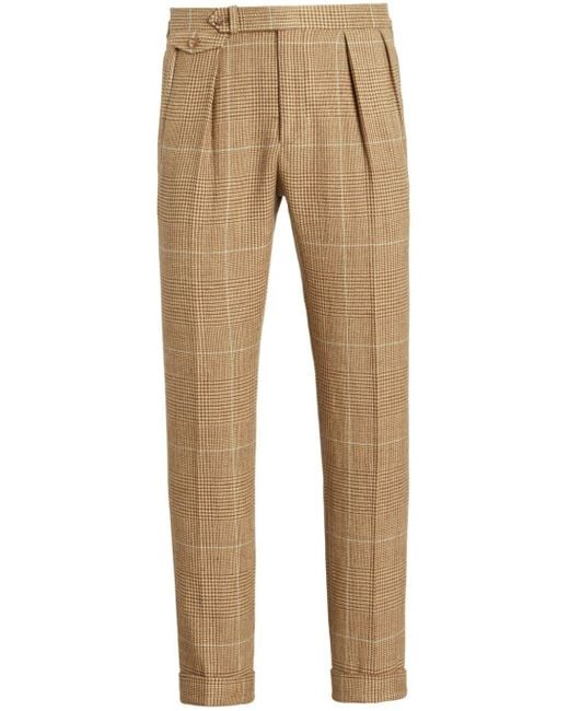 Polo Ralph Lauren Natural Check-pattern Plated Tailored Trousers for men