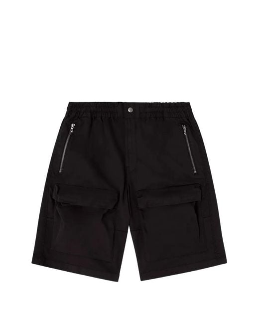 DIESEL Black Short Cargo À Logo Brodé for men