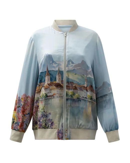 SLEEP NO MORE Blue Zip Print Jacket