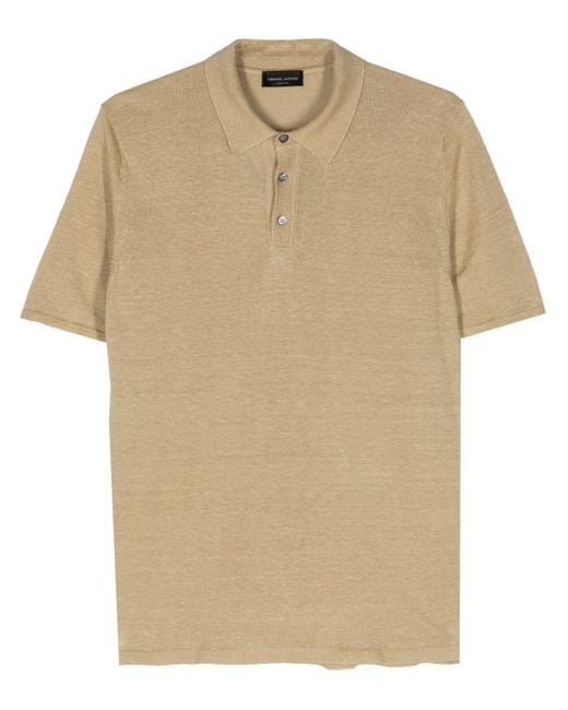 Roberto Collina Natural Short-sleeve Linen Polo Shirt for men