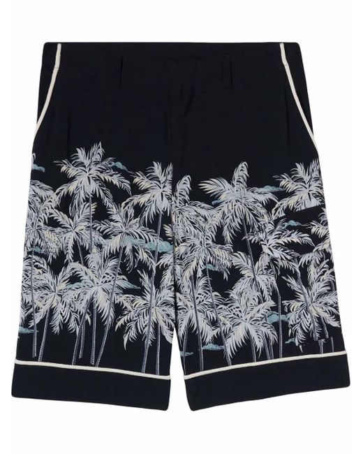Palm Angels Black Palms-Print Bermuda Shorts for men