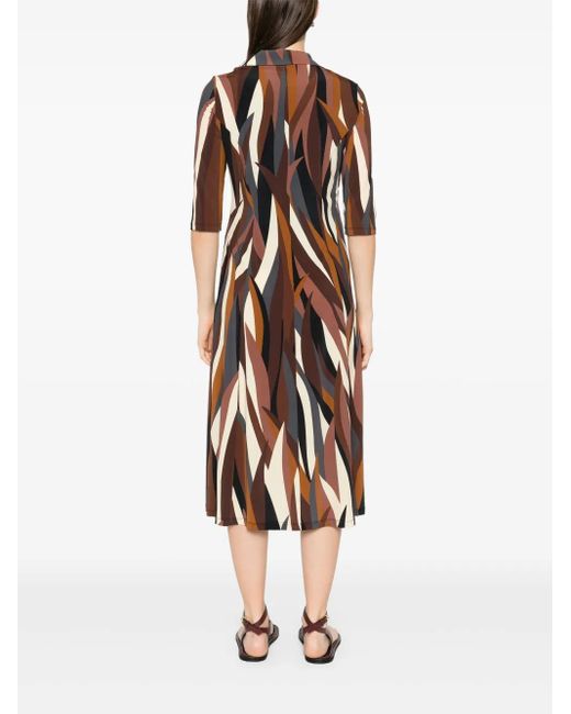 Siyu Brown Kleid Mit Abstraktem Print