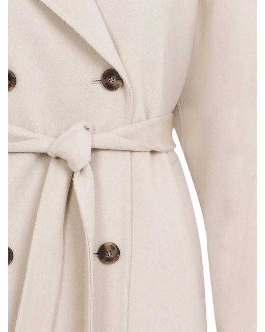 Yves Salomon Natural Double-Breasted Coat