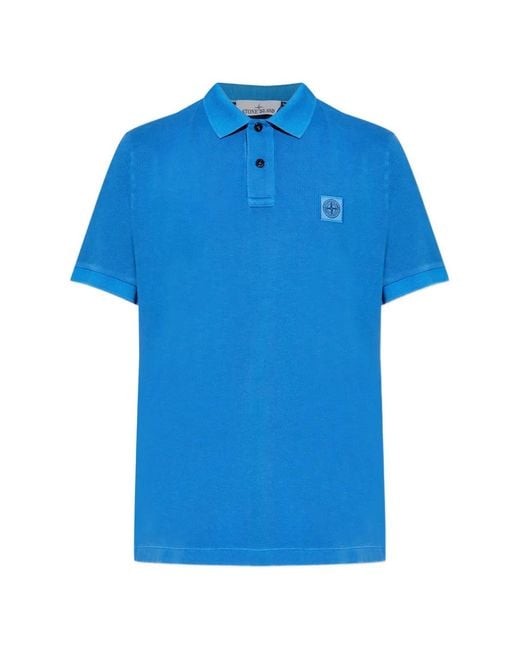 Stone Island Blue Short-Sleeve Polo Shirt for men