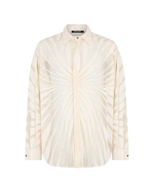 Roberto Cavalli White Ray Devoré Print Shirt for men