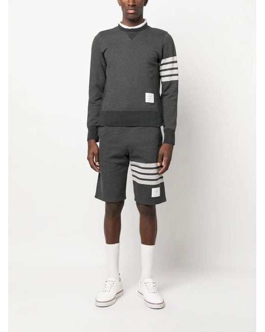 Thom Browne Gray Logo-Patch Cotton Sweatshirt for men