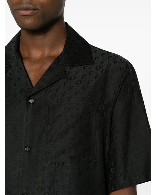 Off-White c/o Virgil Abloh Black Holiday Bowling Shirt With Off Pattern for men