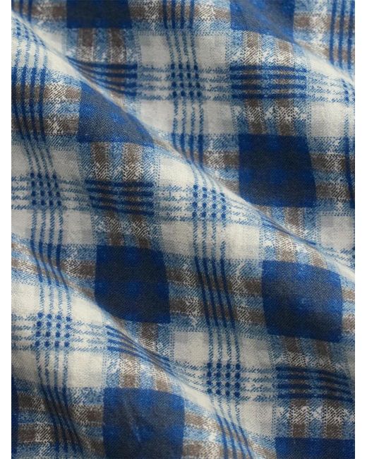 RRL Blue Short-Sleeve Checked Shirt for men