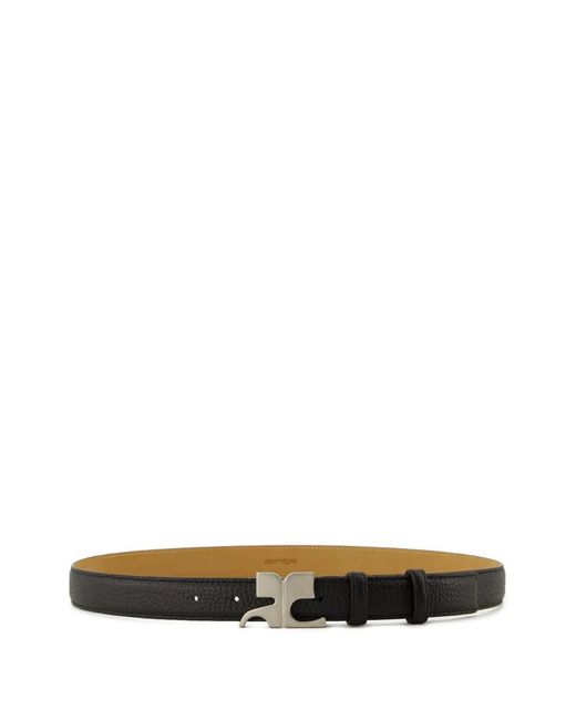 Courreges White Logo-Buckle Leather Belt