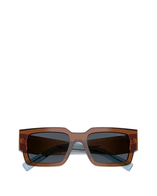 Prada Blue Triangle-Logo Rectangle-Frame Sunglasses for men