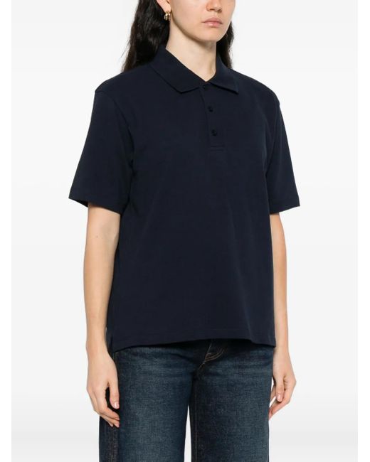 Flore Flore Blue Three-Button Cotton Polo Shirt