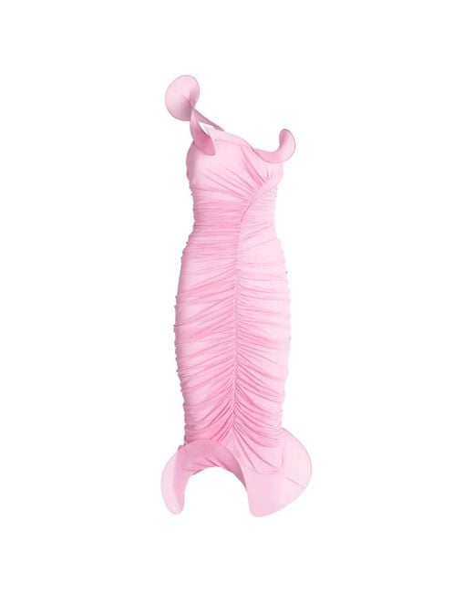 Genny Pink Ruffled-Trim Midi Dress