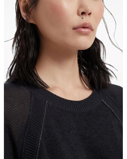 Brunello Cucinelli Black Cotton Midi Dress