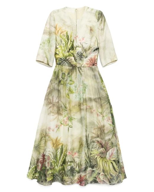 Elie Saab プリント ドレス Green