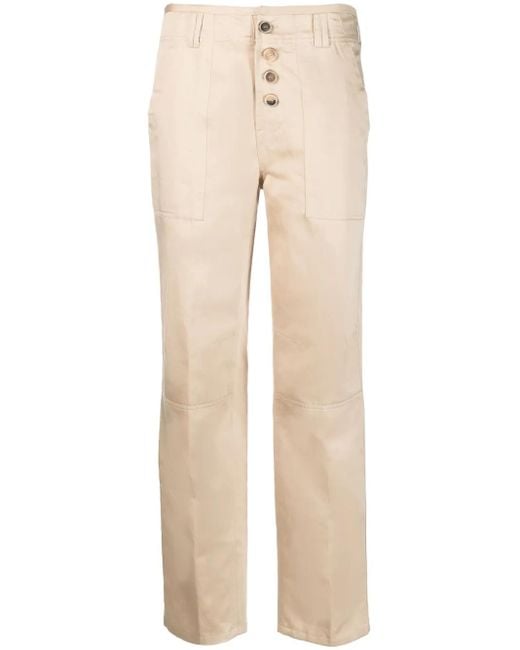 Semicouture Natural Button-Fly Straight-Leg Trousers