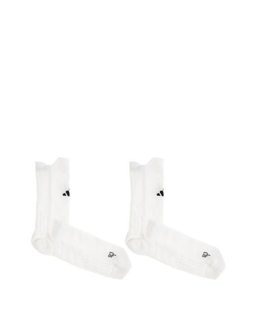 Adidas White Logo-Embroidered Socks