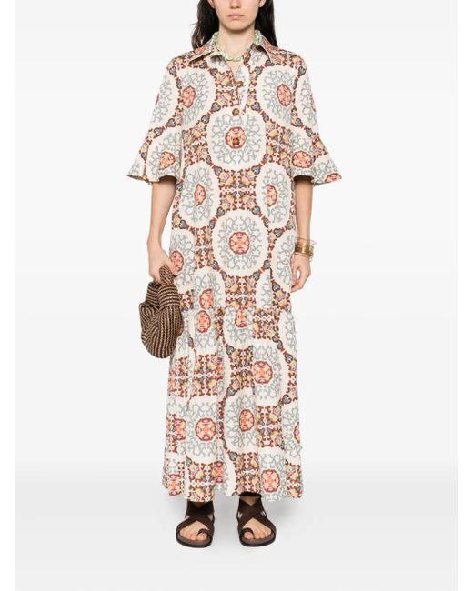 LaDoubleJ Natural Patterned Midi Dress