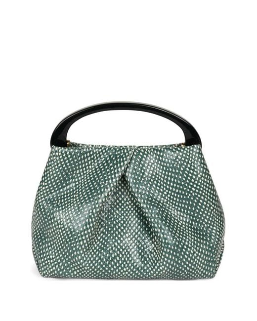 Dries Van Noten Green Snakeskin-Printed Tote Bag