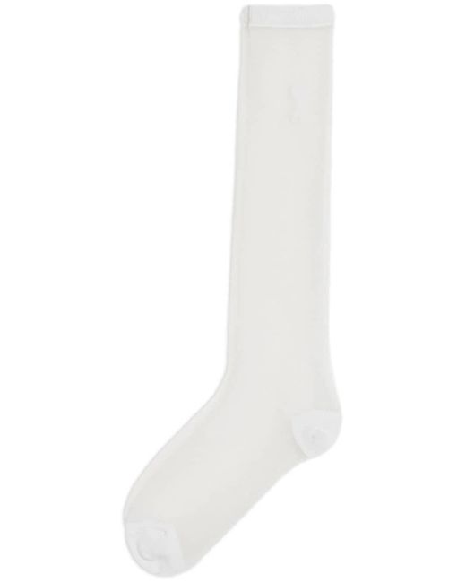 AMI White Ami De Coeur-embroidered Sheer Socks