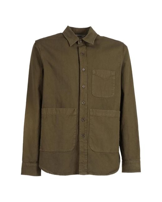 Aspesi Green Chemise À Boutonnière Sur Le Devant for men